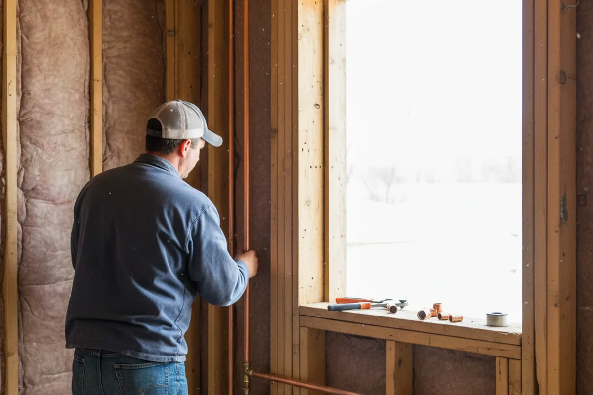 Licensed plumber running new copper supply lines in a Valentine home